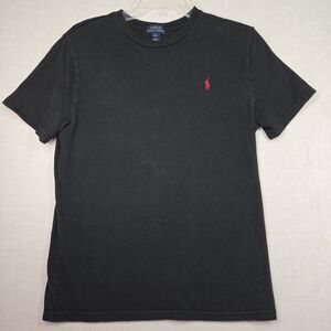 Polo Ralph Lauren Black Pony Logo T-Shirt Youth L 14-16 Classic Preppy Cotton